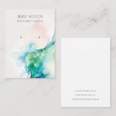 Abstract Blue Green Blush Watercolor Agate Earring Visitekaartje (Voorkant / Achterkant)