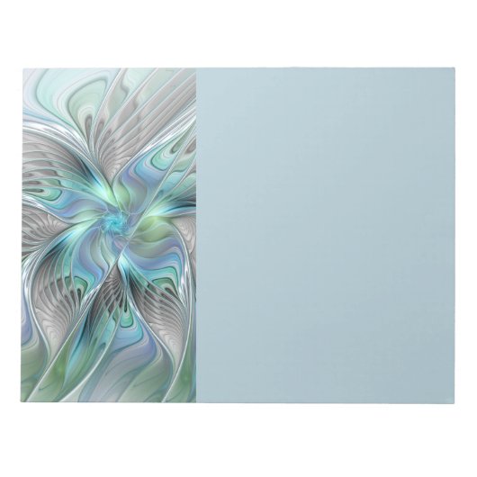 Abstract Blue Green Butterfly Fantasy Fractal Art Notitieblok (Voorkant)