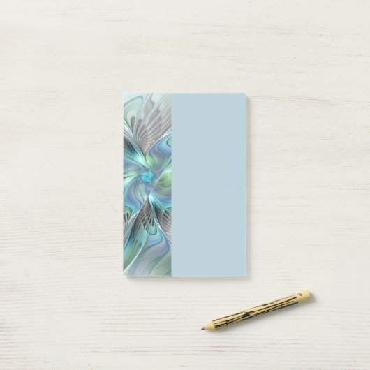 Abstract Blue Green Butterfly Fantasy Fractal Art Post-it® Notes (Op bureau)