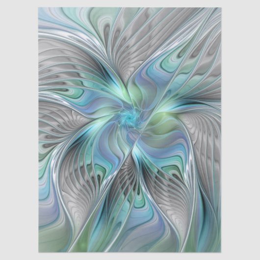 Abstract Blue Green Butterfly Fantasy Fractal Art Tissuepapier (Voorkant)