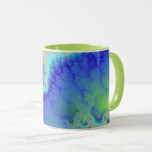 Abstract Blue Green Coastline Fractal Mok (Voorkant rechts)