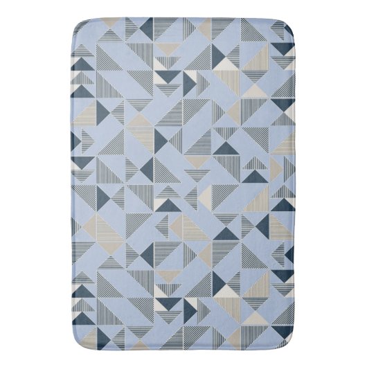 Abstract Blue Grey Geometric Pattern Badmat (Voorkant Verticaal)