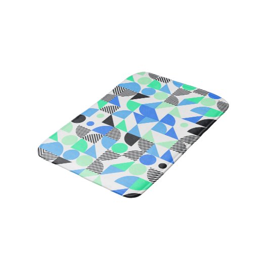 Abstract Blue Mint geometrisch patroon Badmat (Gekanteld)