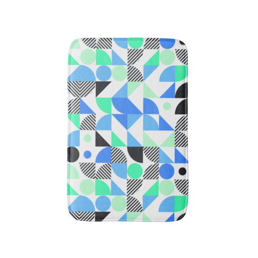 Abstract Blue Mint geometrisch patroon Badmat (Voorkant Verticaal)