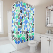Abstract Blue Mint geometrisch patroon Douchegordijn (In situ)