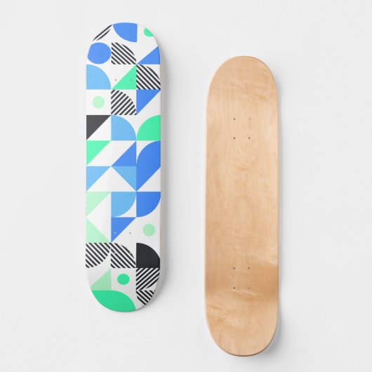 Abstract Blue Mint geometrisch patroon Persoonlijk Skateboard (Voorkant)