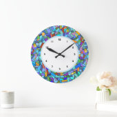 Abstract Blue Mosaic Pattern numbered clock Grote Klok (Huis)