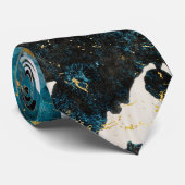 Abstract blue navy and gold textures stropdas (Opgerold)