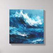 Abstract Blue Ocean Wave Impasto Canvas Art (Voorkant)