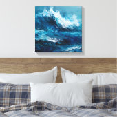 Abstract Blue Ocean Wave Impasto Canvas Art (Insitu (Slaapkamer))