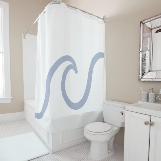 Abstract Blue Ocean Wave minimalistisch douchegord Douchegordijn (In situ)