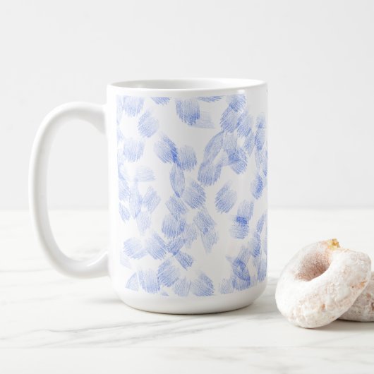 Abstract Blue Paint Brush Strokes Pattern Koffiemok (Met donut)
