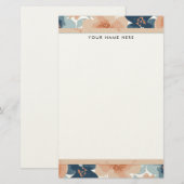 Abstract Blue, Peach, Orange Floral Briefpapier (Voorkant / Achterkant)