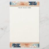 Abstract Blue, Peach, Orange Floral Briefpapier (Voorkant)