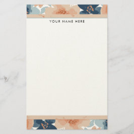 Abstract Blue, Peach, Orange Floral Briefpapier