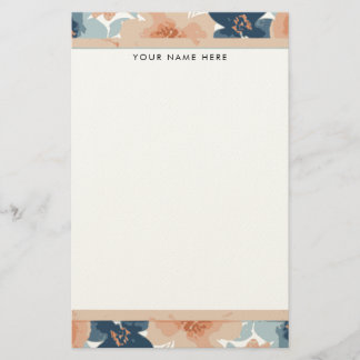 Abstract Blue, Peach, Orange Floral Briefpapier