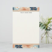 Abstract Blue, Peach, Orange Floral Briefpapier (Staand voorkant)