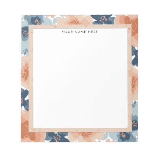 Abstract Blue, Peach, Orange Floral Notitieblok (Voorkant)