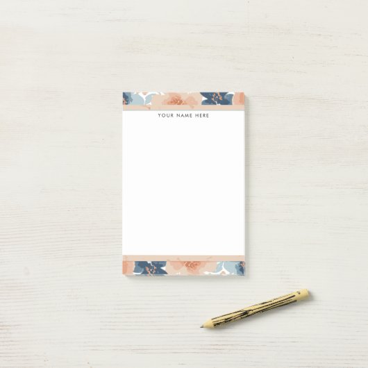 Abstract Blue, Peach, Orange Floral Post-it® Notes (Op bureau)