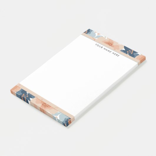 Abstract Blue, Peach, Orange Floral Post-it® Notes (Schuin)