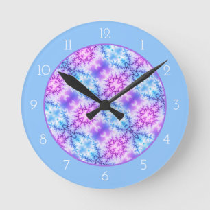 Abstract blue purple snowflake pattern blue border ronde klok
