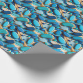 Abstract Blue River Pebbles Gold Accent Cadeaupapier (Hoek)