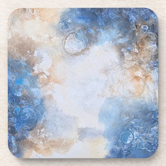Abstract Blue & Sand Textured Clouds Bier Onderzetter (Voorkant)