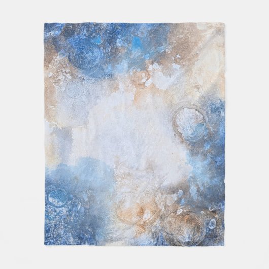 Abstract Blue & Sand Textured Clouds Fleece Deken (Voorkant)