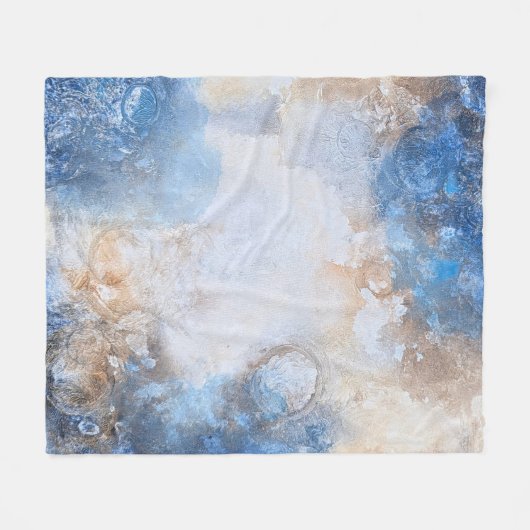 Abstract Blue & Sand Textured Clouds Fleece Deken (Voorkant (Horizontaal))