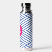 Abstract Blue Stripey Pattern Pink Monogram Waterfles (Links)