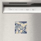 Abstract blue sunflower magneet (Insitu (Vaatwasser))