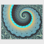 Abstract Blue Turquoise Orange Fractal Art Spiral Cadeaupapier (Vlak)