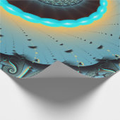 Abstract Blue Turquoise Orange Fractal Art Spiral Cadeaupapier (Hoek)