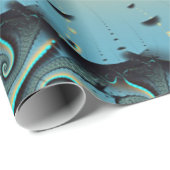 Abstract Blue Turquoise Orange Fractal Art Spiral Cadeaupapier (Rol Hoek)