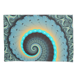 Abstract Blue Turquoise Orange Fractal Art Spiral Kussensloop
