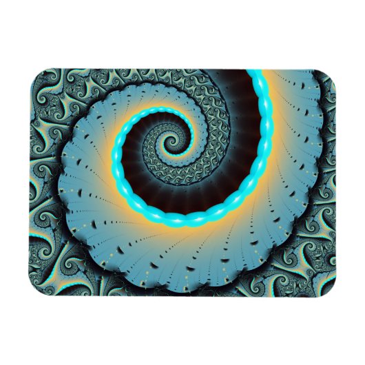Abstract Blue Turquoise Orange Fractal Art Spiral Magneet (Horizontaal)