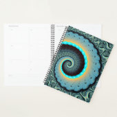 Abstract Blue Turquoise Orange Fractal Art Spiral Planner (Display)