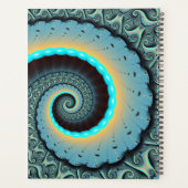 Abstract Blue Turquoise Orange Fractal Art Spiral Planner (Achterkant)