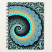 Abstract Blue Turquoise Orange Fractal Art Spiral Planner (Voorkant)