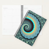 Abstract Blue Turquoise Orange Fractal Art Spiral Planner (Display)