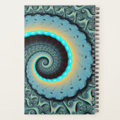 Abstract Blue Turquoise Orange Fractal Art Spiral Planner (Achterkant)