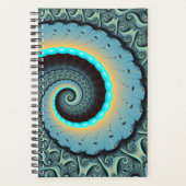 Abstract Blue Turquoise Orange Fractal Art Spiral Planner (Voorkant)