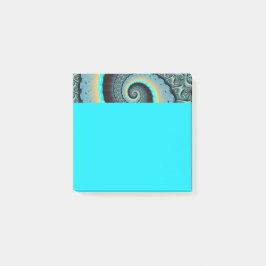 Abstract Blue Turquoise Orange Fractal Art Spiral Post-it® Notes