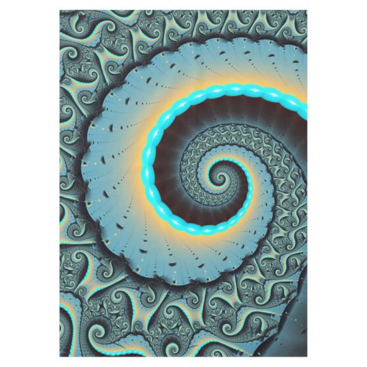 Abstract Blue Turquoise Orange Fractal Art Spiral Tafelkleed (Voorkant)