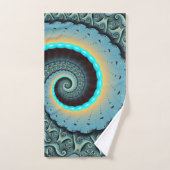 Abstract Blue Turquoise Oranje Fractal Art Spiral Bad Handdoek (Handdoek)