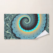 Abstract Blue Turquoise Oranje Fractal Art Spiral Bad Handdoek (Handdoek)