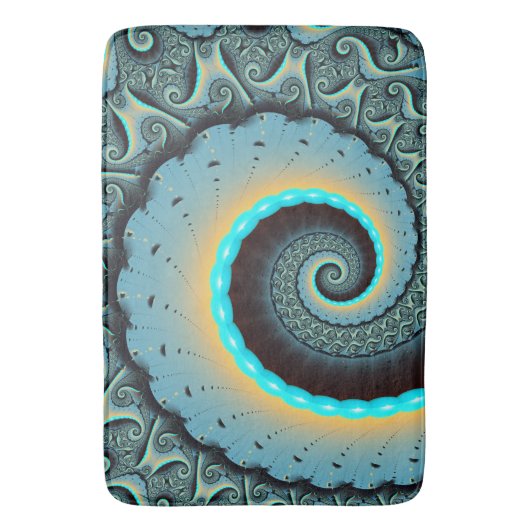 Abstract Blue Turquoise Oranje Fractal Art Spiral Badmat (Voorkant Verticaal)