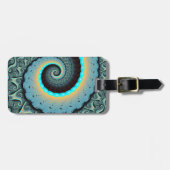 Abstract Blue Turquoise Oranje Fractal Art Spiral Bagagelabel (Voorkant horizontaal)
