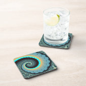Abstract Blue Turquoise Oranje Fractal Art Spiral Bier Onderzetter (Rechterzijde)