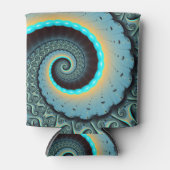 Abstract Blue Turquoise Oranje Fractal Art Spiral Blikjeskoeler (Voorkant)